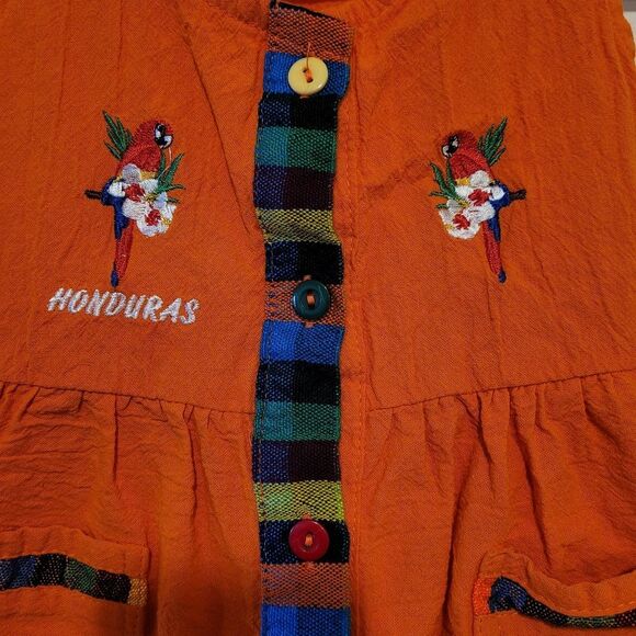 Orange Kids Dress with Embroidered Details - Picture 3 of 5